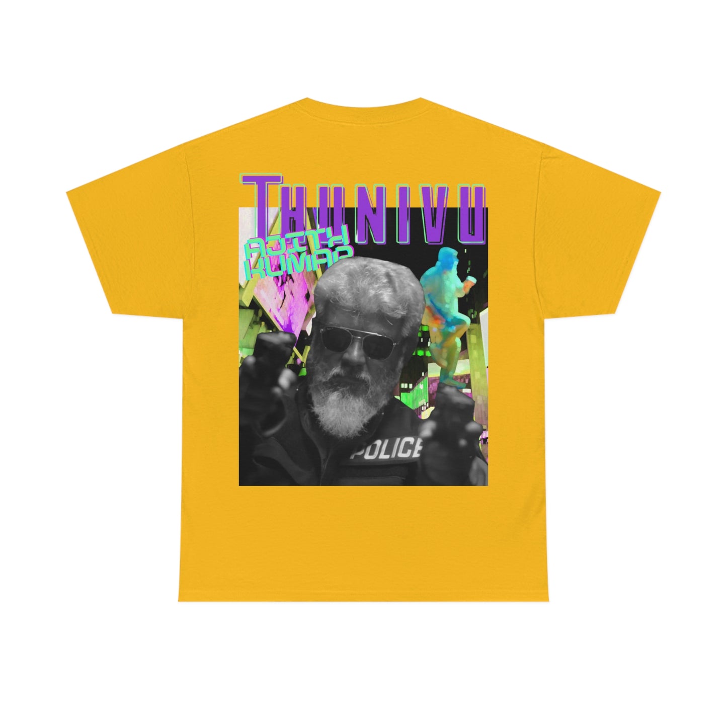 Thunivu No Guts No Glory t-shirt with Retro Neon Thala Ajith back print